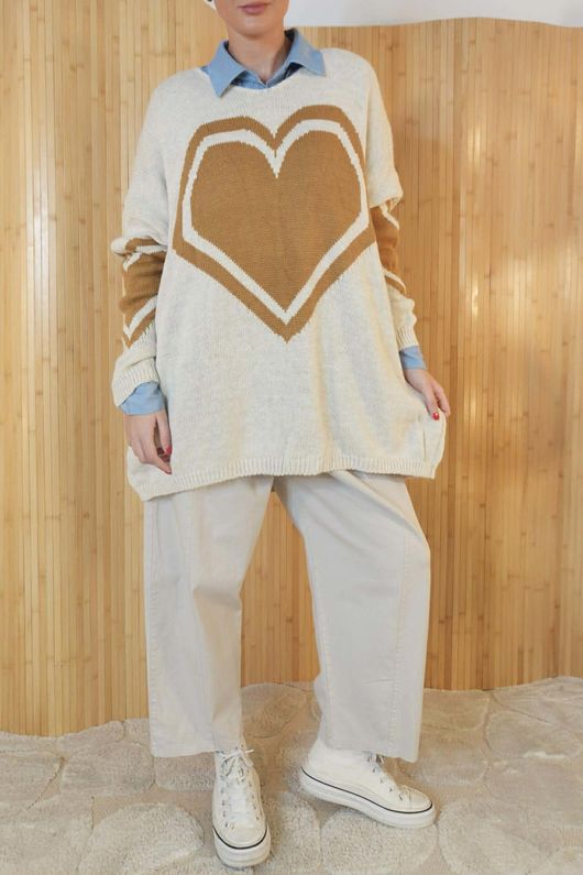 Beatrix Heart Slouch Knit Stone /22 **